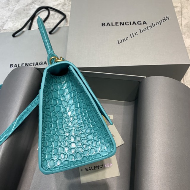 Balenciaga專櫃爆款小號Hourglass手提肩背女包 巴黎世家亮藍色沙漏包 fyj1730